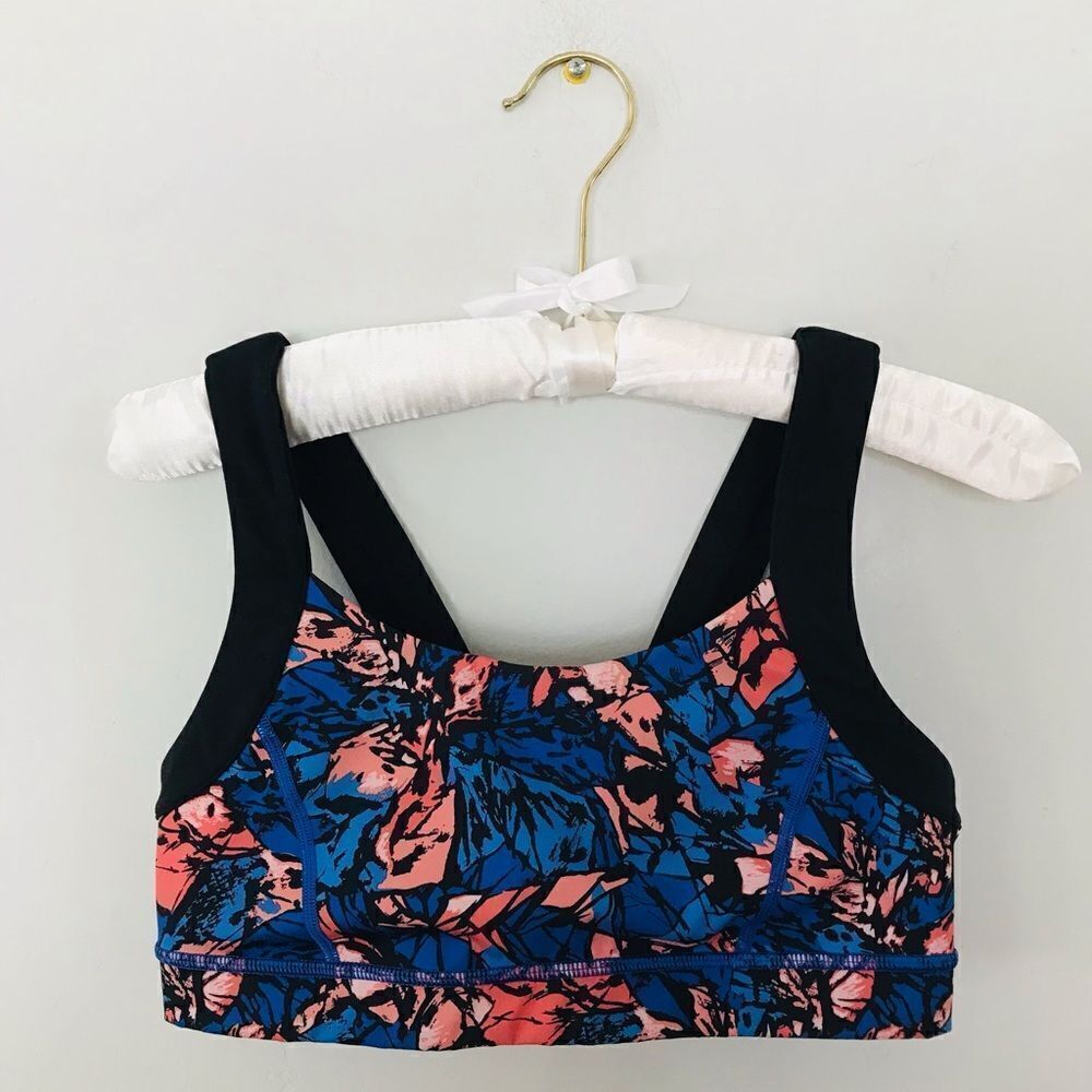 Lululemon Pavement Pusher Bra Mini Paint Storm Harbor Blue Multi Black |…